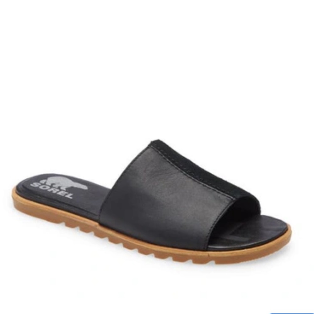 Sorel Ella 11 Block Black‎ Leather women’s the last hunt slide sandals NWOB